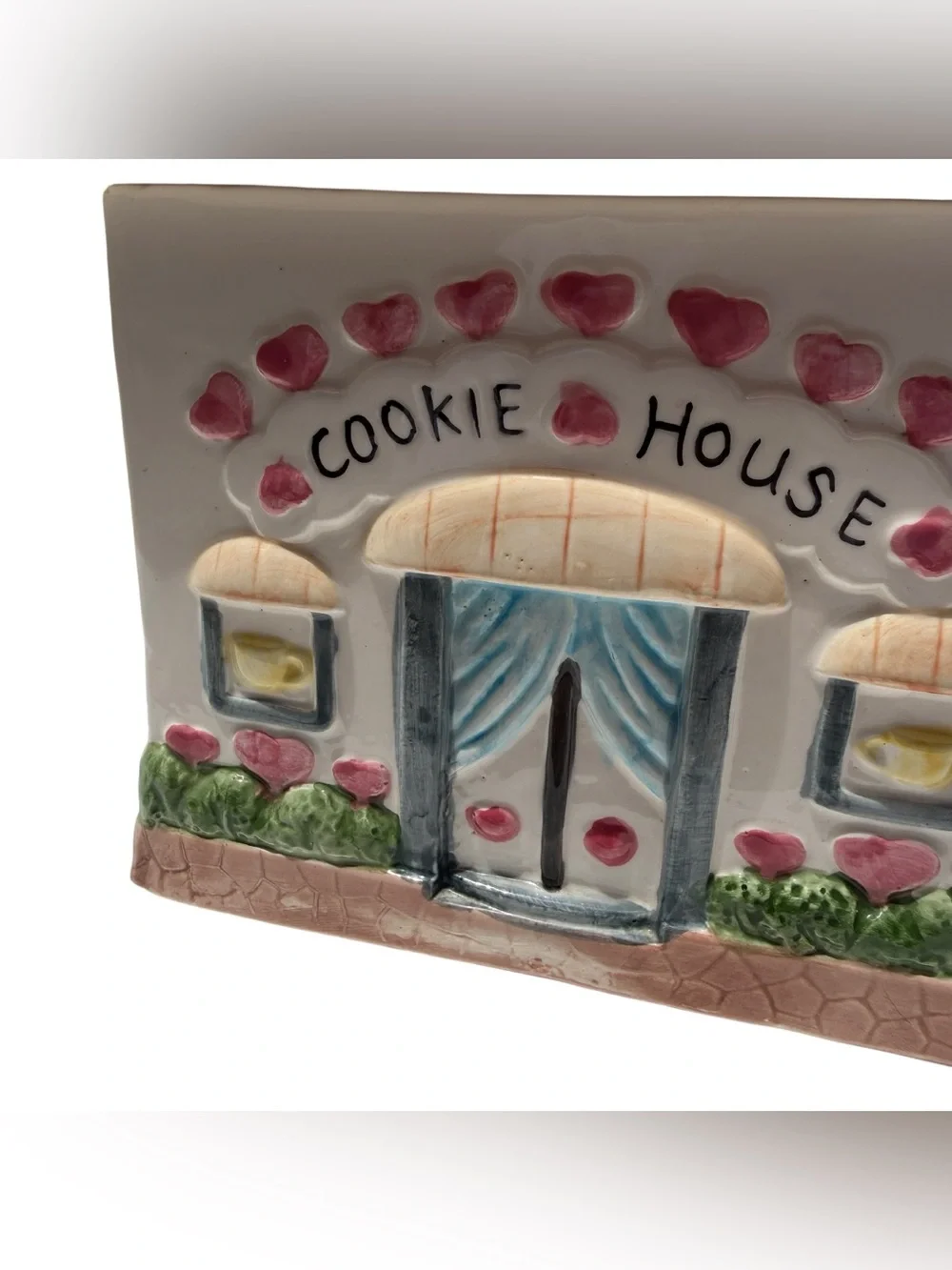 Vintage Pink Cottage Cookie House Cookie Jar Valentine Cottagecore Ceramic Decor